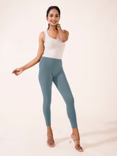 Load image into Gallery viewer, Go Colors Teal Cotton Stretch Ankle Length Leggings
