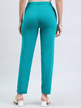 Load image into Gallery viewer, Go Colors Jade Green Cotton Stretch Kurti Pants
