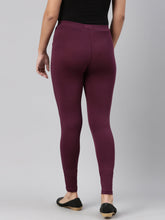 Load image into Gallery viewer, Go Colors Dark Purple Cotton Stretch Ankle Length Leggings
