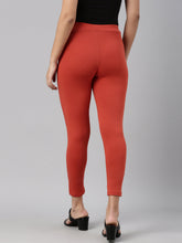 Load image into Gallery viewer, Go Colors Rust Cotton Stretch Cropped Leggings

