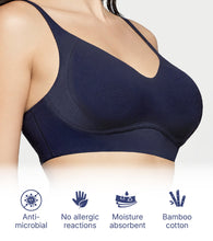 Load image into Gallery viewer, Enamor Innovations Bamboo Bliss, Everyday, Full Support, Women's T-Shirt Bra - Super Soft, Naturally Absorbent &amp; Antimicrobial, Padded, Wirefree, High Coverage- A077 (Eclipse)
