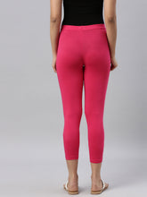 Load image into Gallery viewer, Go Colors Young Fuchsia Cotton Stretch Cropped Leggings
