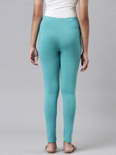Load image into Gallery viewer, Go Colors Dark Mint Cotton Stretch  Ankle Length Leggings
