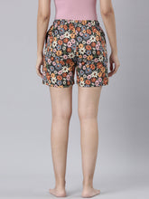 Load image into Gallery viewer, Go Colors Black Cotton Knit Printed Lounge Shorts
