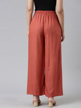 Load image into Gallery viewer, Go Colors Rust Woven Viscose Basic Palazzo
