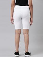 Load image into Gallery viewer, Go Colors White Cotton Stretch  Cycling Shorts
