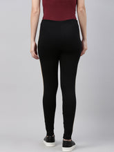 Load image into Gallery viewer, Go Colors Black Cotton Stretch Side Stripes Active Leggings
