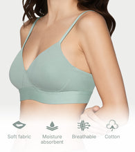Load image into Gallery viewer, Enamor The Flex T-Shirt Bra for Women Padded, Wire-Free, Medium Coverage, Cotton Everyday Bra - SMB01 (Sage Green)
