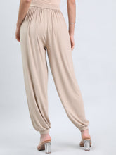 Load image into Gallery viewer, Go Colors Dark Beige Viscose Stretch Harems
