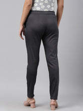 Load image into Gallery viewer, Go Colors Silver Grey Woven Cotton Stretch Treggings
