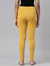 Load image into Gallery viewer, Go Colors Golden Yellow Cotton Stretch  Ankle Length Leggings
