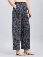 Load image into Gallery viewer, Go Colors Navy Viscose Printed Palazzo
