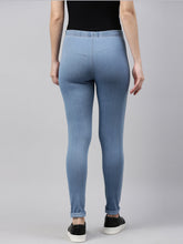 Load image into Gallery viewer, Go Colors Light Blue Cotton Poly Stretch Denim Leggings
