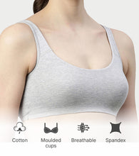 Load image into Gallery viewer, Enamor Low Impact Women's Cotton Everyday Sports Bra - All Day Comfort, Non Padded, Wirefree, High Coverage - SB06 (Greymelange)
