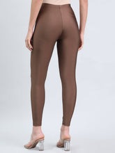Load image into Gallery viewer, Go Colors Brown Nylon Stretch Shimmer Leggings
