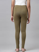 Load image into Gallery viewer, Go Colors Medium Olive Cotton Stretch  Ankle Length Leggings
