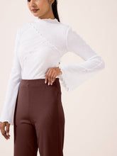 Load image into Gallery viewer, Go Colors Dark Brown Roma Ponte Flared Pant
