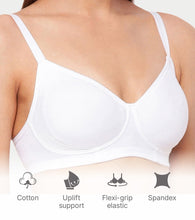 Load image into Gallery viewer, Enamor Innovations Fabcool Encircled  Side Support Shaper, Non Padded, Wirefree, High Coverage, Women's Cotton Everyday Bra  - A042 (Available in Plus Sizes) (White)
