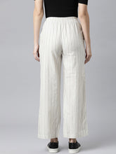 Load image into Gallery viewer, Go Colors White Cotton Stripes Cargo Pant
