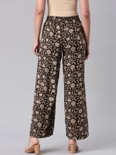 Load image into Gallery viewer, Go Colors Black Woven Viscose Printed Palazzo
