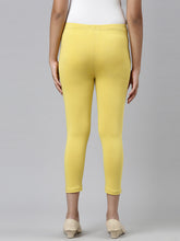 Load image into Gallery viewer, Go Colors Light Lime Cotton Stretch  Cropped Leggings
