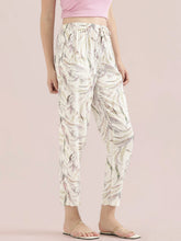 Load image into Gallery viewer, Go Colors White Woven Viscose Printed Lounge Pants
