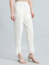 Load image into Gallery viewer, Go Colors Cream 100% Cotton Lace Pencil Pant
