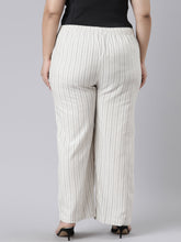 Load image into Gallery viewer, Go Colors White Cotton Stripes Cargo Pant

