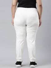 Load image into Gallery viewer, Go Colors White Cotton Poly Stretch Cuffed Joggers
