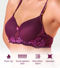 Load image into Gallery viewer, Enamor F194 Padded Wired High Coverage Glam Wave Smooth Bra - Plum Swirl
