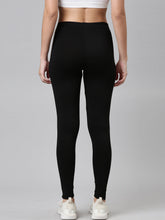 Load image into Gallery viewer, Go Colors Black Cotton Stretch Side Stripes Active Leggings
