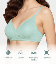 Load image into Gallery viewer, Enamor Supima Cotton Women's Plunge Lift Everyday T-Shirt Bra - Extra Comfort, Padded, Wirefree, Medium Coverage - A039 (Jade Green)
