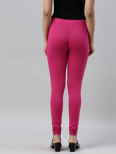 Load image into Gallery viewer, Go Colors Dark Rose Cotton Stretch Ankle Length Leggings
