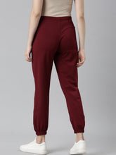 Load image into Gallery viewer, Go Colors Maroon Cotton Stretch Casual Joggers
