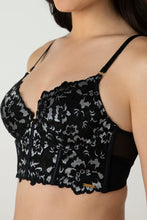 Load image into Gallery viewer, Amante Femme Lace Padded Non-Wired Longline Bra - Black 06201
