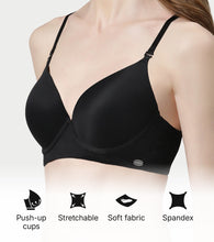 Load image into Gallery viewer, Enamor Innovations Transform Gel-Cup, Air-Brush  Enhancer, Double Push-Up Women's Bra - Powder finish, Padded, Wired, Medium Coverage - F114 (Black)
