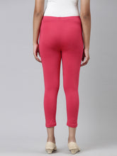Load image into Gallery viewer, Go Colors Coral Cotton Stretch  Cropped Leggings
