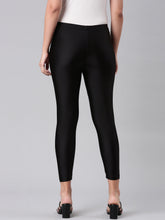 Load image into Gallery viewer, Go Colors Black Cotton Stretch Cropped Shimmer Leggings

