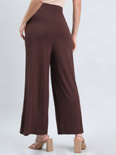 Load image into Gallery viewer, Go Colors Dark Brown Viscose Knit Palazzo
