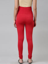 Load image into Gallery viewer, Go Colors Dark Red Cotton Stretch Maternity Churidar
