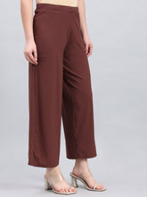 Load image into Gallery viewer, Go Colors Brown Drop Needle Fabric Rib Palazzo
