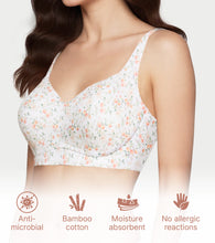 Load image into Gallery viewer, Enamor Innovations Bamboo Bliss, everyday ,Full Support , Women's T-Shirt Bra - Super soft, naturally absorbent &amp; Antimicrobial, Padded, Wirefree, High Coverage - A077 (Peach Bliss Print)
