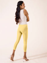 Load image into Gallery viewer, Go Colors Bright Yellow Cotton Stretch Cropped Leggings
