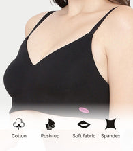 Load image into Gallery viewer, Enamor Ultra-Smoothing Women's Cotton Everyday T-Shirt Bra - No-Pinch, Hidden Lift, Non Padded, Wirefree, High Coverage - A027 (Black)
