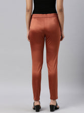 Load image into Gallery viewer, Go Colors Rust Polyester Shiny Pants
