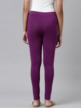 Load image into Gallery viewer, Go Colors Medium Purple Cotton Stretch  Ankle Length Leggings
