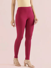Load image into Gallery viewer, Go Colors Dark Fuchsia Cotton Stretch Ankle Length Leggings
