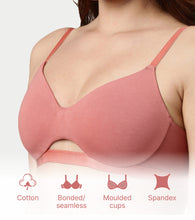 Load image into Gallery viewer, Enamor Innovations CloudSoft, Invisi Neckline Women's Cotton Everyday T-Shirt Bra - Padded, Wirefree, Medium Coverage - A032 (Rosette)
