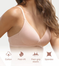 Load image into Gallery viewer, Enamor Supima Cotton Women's Plunge Lift Everyday T-Shirt Bra - Extra Comfort, Padded, Wirefree, Medium Coverage - A039 (Pearl)
