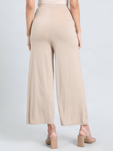 Load image into Gallery viewer, Go Colors Dark Beige Viscose Knit Palazzo
